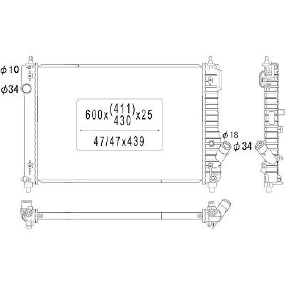 Radiateur, refroidissement du moteur Chevrolet/Daewoo Aveo Fliessheck 08-11